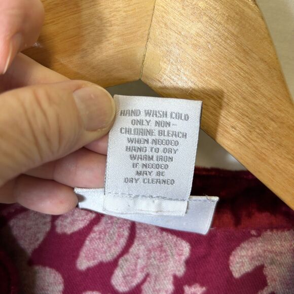 Soft Surroundings Wine Floral Paisley Velvet Embroidered Boho LS Tunic Top Sz L - Picture 11 of 13